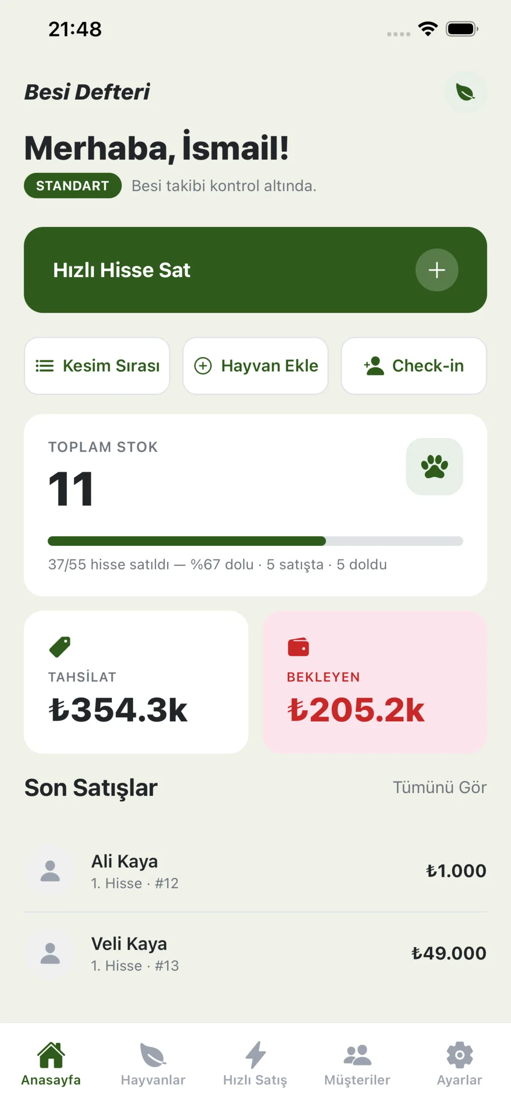 BesiDefteri mobil uygulama anasayfası